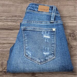 Judy Blue Jeans Size 1/25 Straight Leg Stretch Denim Rainbow Embroidery JB88438‎